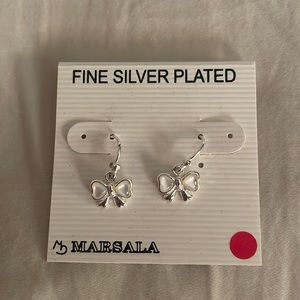 Never worn brand new Marsala bow earrings